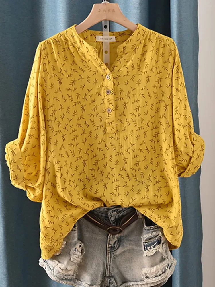 New Spring 100% Cotton Casual Designer Button Up Shirt Women Batwing Sleeve Stand Collar Printed Top Girl OL Loose Blouses T447
New Spring 100% Cotton Casual Designer Button Up Shirt Women Batwing Sleeve Stand Collar Printed Top Girl OL Loose Blouses T447