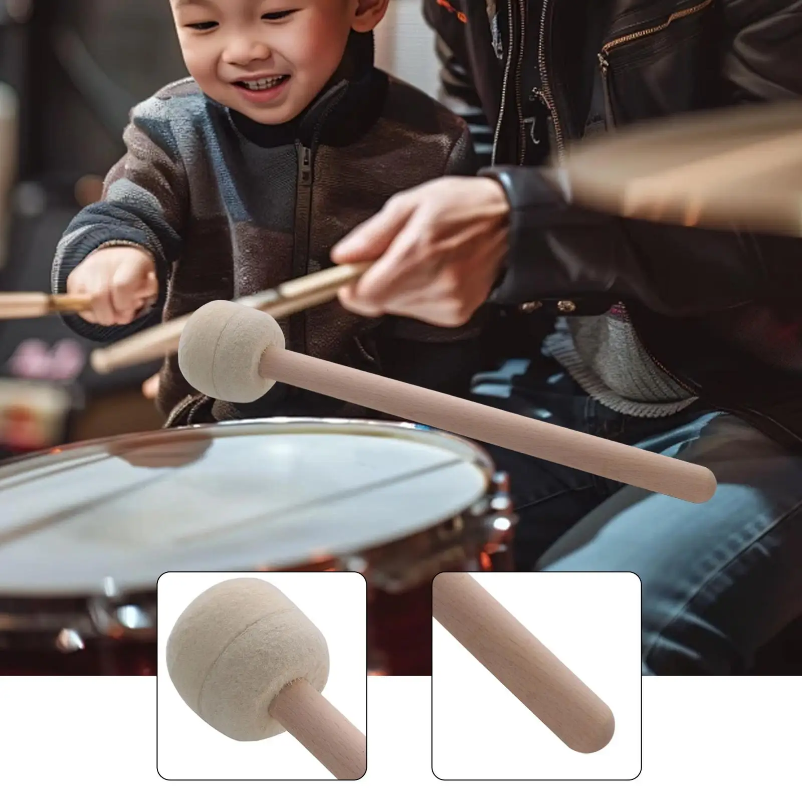Portable Percussion Drumstick Wooden Handle Felt Head Drum Mallet Musical Instrument Accessory for Drummer
Portable Percussion Drumstick Wooden Handle Felt Head Drum Mallet Musical Instrument Accessory for Drummer