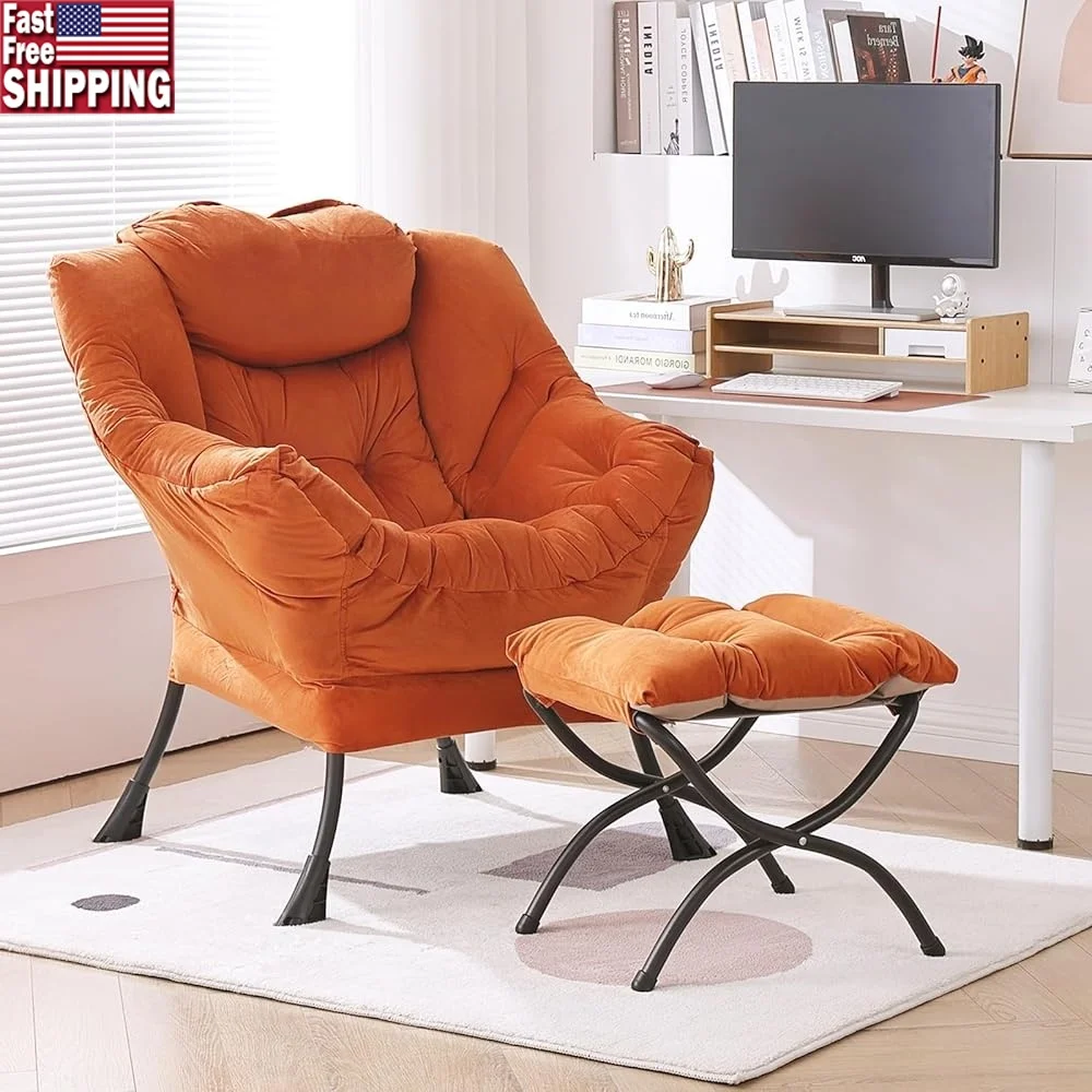 Modern Lazy Chair with Ottoman Comfortable Armchair Soft Reading Lounge Chair with Folding Footrest and Side Pockets Living Room
Modern Lazy Chair with Ottoman Comfortable Armchair Soft Reading Lounge Chair with Folding Footrest and Side Pockets Living Room