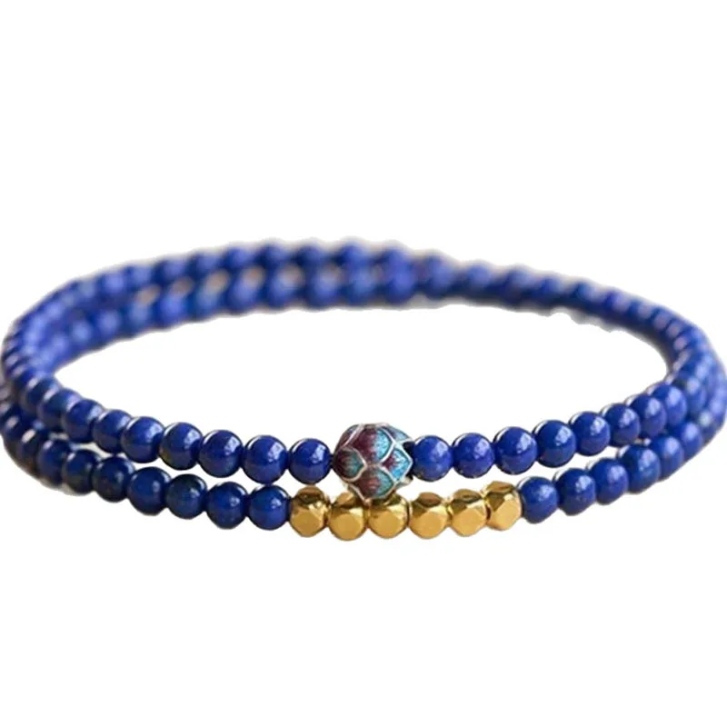 Natural Lapis Lazuli Double Layer Bracelet with Lotus Charm Stylish Elegant for Good Luck Gifts
Natural Lapis Lazuli Double Layer Bracelet with Lotus Charm Stylish Elegant for Good Luck Gifts