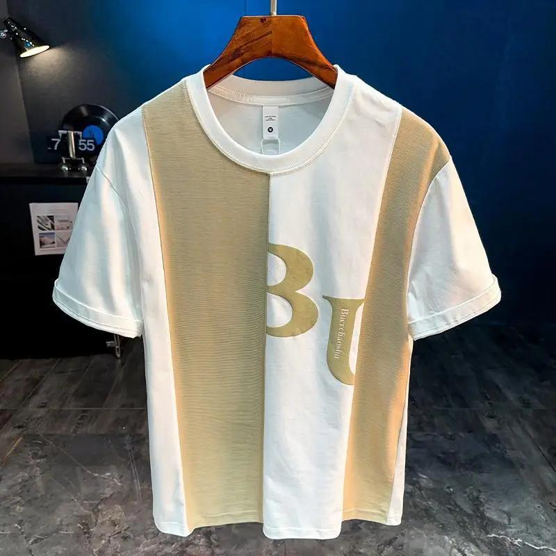 2025 American casual color blocked splicing short sleeved T-shirt for men, loose and fashionable printed summer men's clothing
2025 American casual color blocked splicing short sleeved T-shirt for men, loose and fashionable printed summer men's clothing