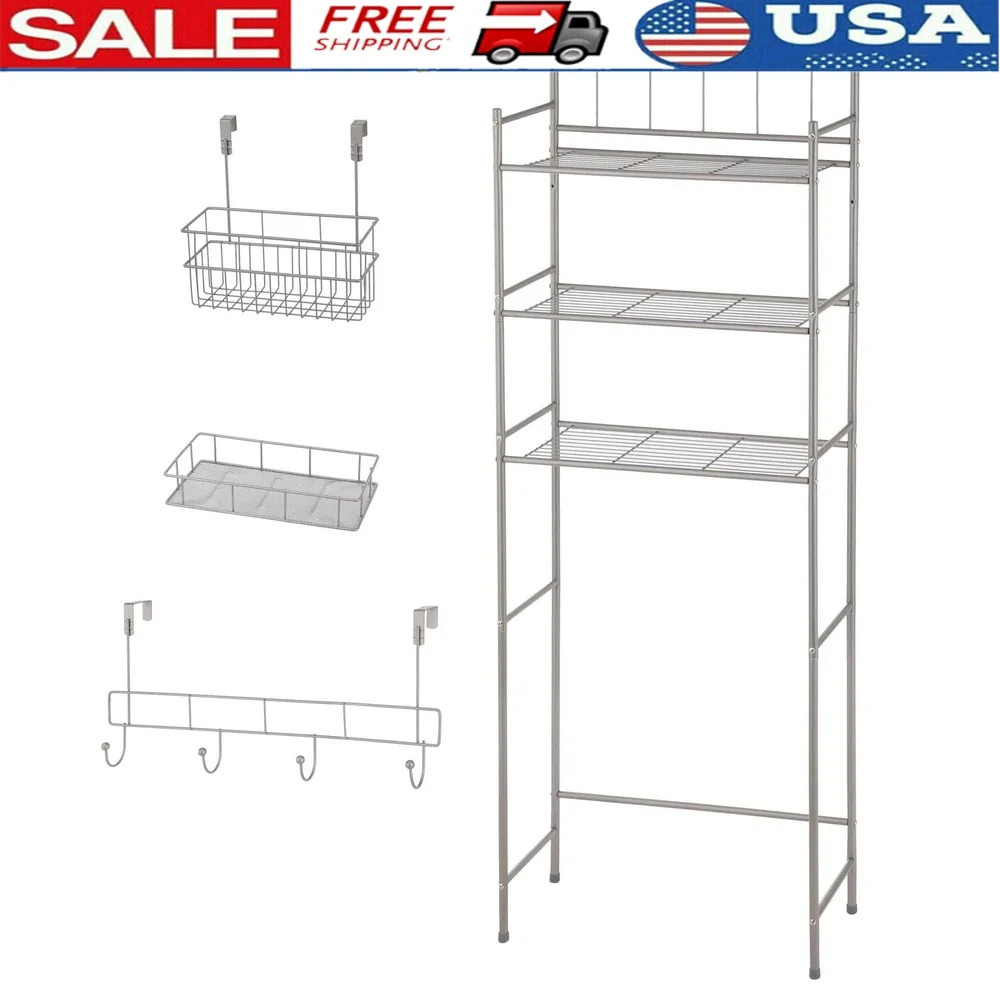 4-Piece Bathroom Storage Shelf Set Over-the-Toilet Space Saver Wire Basket Organizer Cabinet Hanging Basket Satin Nickel Finish
4-Piece Bathroom Storage Shelf Set Over-the-Toilet Space Saver Wire Basket Organizer Cabinet Hanging Basket Satin Nickel Finish