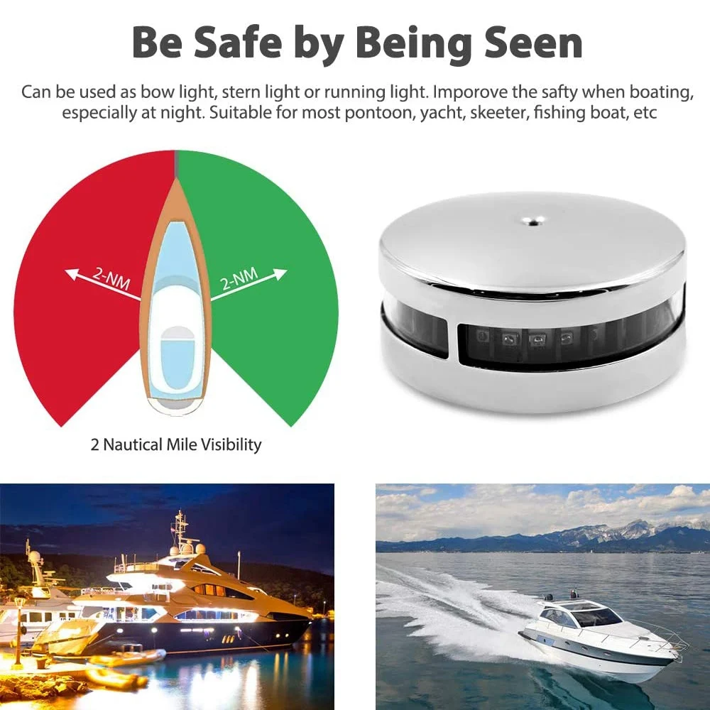 Bow Light LED Navigation Lights Stainless Steel Sailing Lights 12V IP66 Waterproof Deck Mount Marine Boat Pontoon Yacht
Bow Light LED Navigation Lights Stainless Steel Sailing Lights 12V IP66 Waterproof Deck Mount Marine Boat Pontoon Yacht