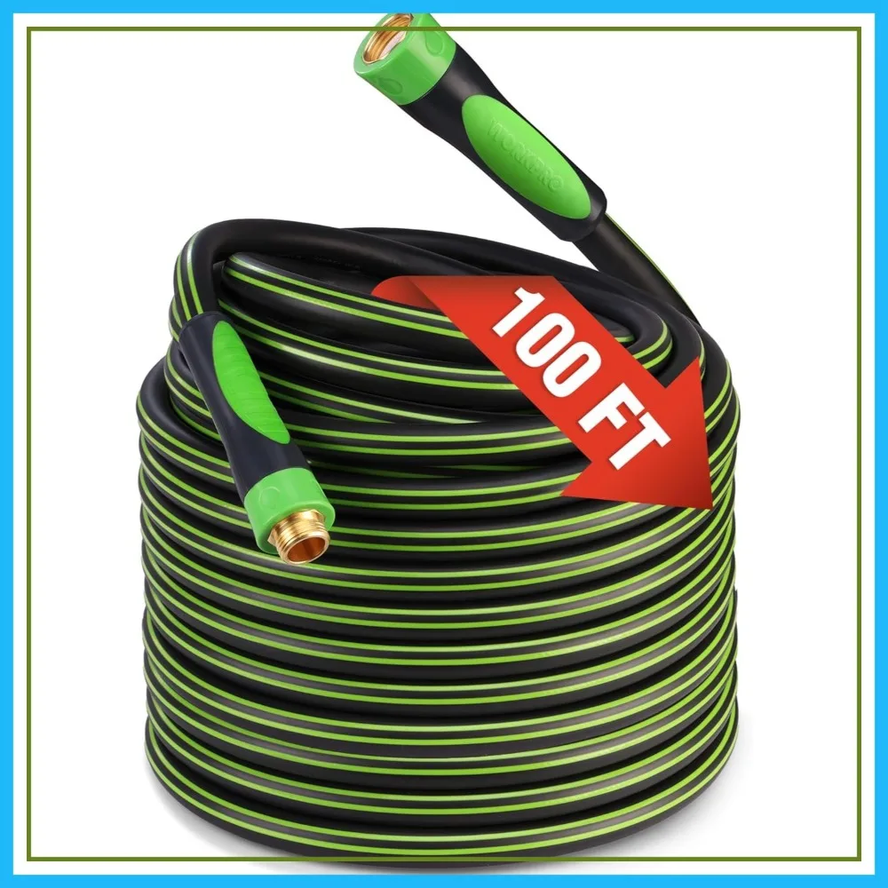 Hybrid Garden Hose 5/8 in x 100ft, Heavy Duty Flexible Water Hose with 3/4" Solid Brass Fittings, Lightweight for Lawn & Yard
Hybrid Garden Hose 5/8 in x 100ft, Heavy Duty Flexible Water Hose with 3/4" Solid Brass Fittings, Lightweight for Lawn & Yard