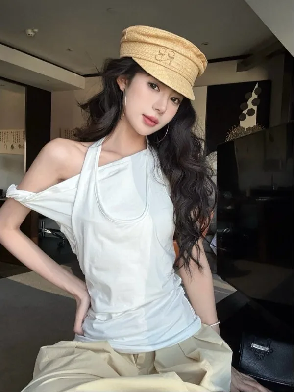 Spring Summer 2026 Women's T-shirt Two-Way Wear Waist-Cinching Asymmetrical Hem Shoulder-Baring Side-Slit Casual Korean Style
Spring Summer 2026 Women's T-shirt Two-Way Wear Waist-Cinching Asymmetrical Hem Shoulder-Baring Side-Slit Casual Korean Style