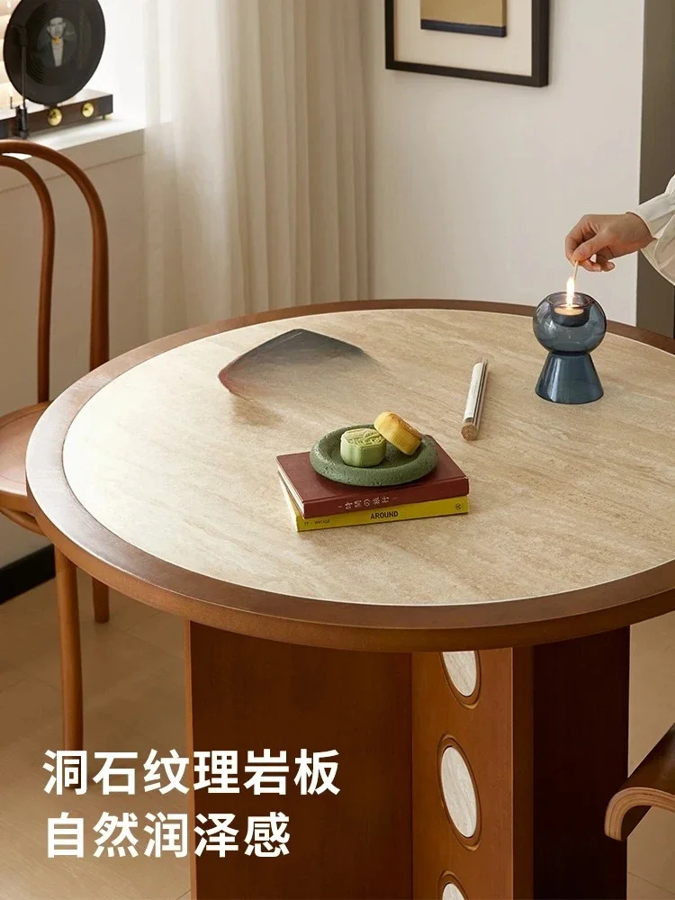Travertine slate round table Nordic retro solid wood household round dining table small apartment dining table
Travertine slate round table Nordic retro solid wood household round dining table small apartment dining table