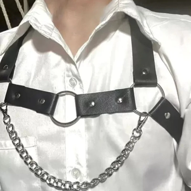 Party Cool Men's Leather Chest Harness with chain punk Leather Cage belt Rave Outfit chest belt chain
Party Cool Men's Leather Chest Harness with chain punk Leather Cage belt Rave Outfit chest belt chain