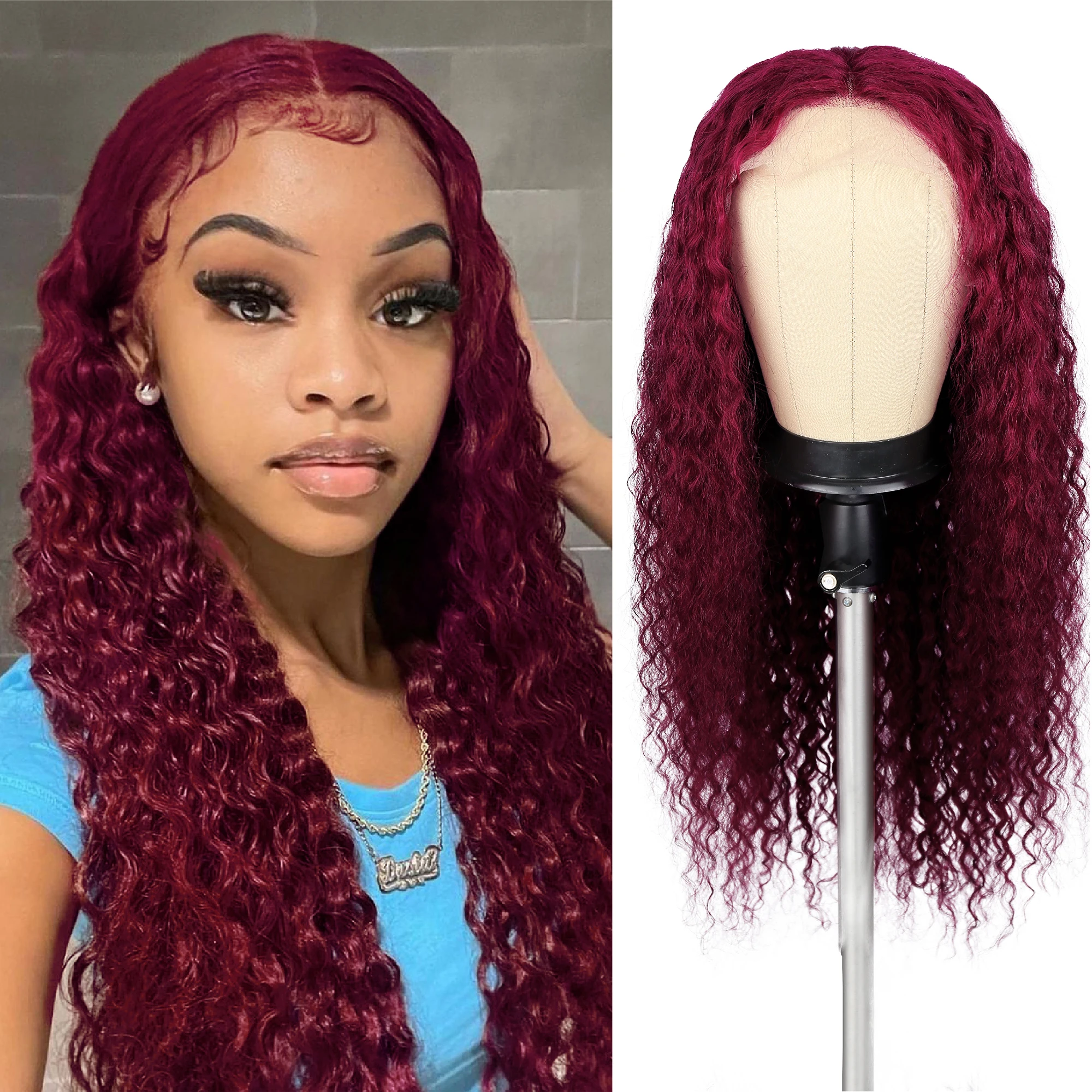 99j Burgundy Curly Human Hair Wig 13×4 Lace Front Wigs For Women Wet And Wavy Deep Curly Frontal Wig 180% Density Lace Wigs
99j Burgundy Curly Human Hair Wig 13×4 Lace Front Wigs For Women Wet And Wavy Deep Curly Frontal Wig 180% Density Lace Wigs