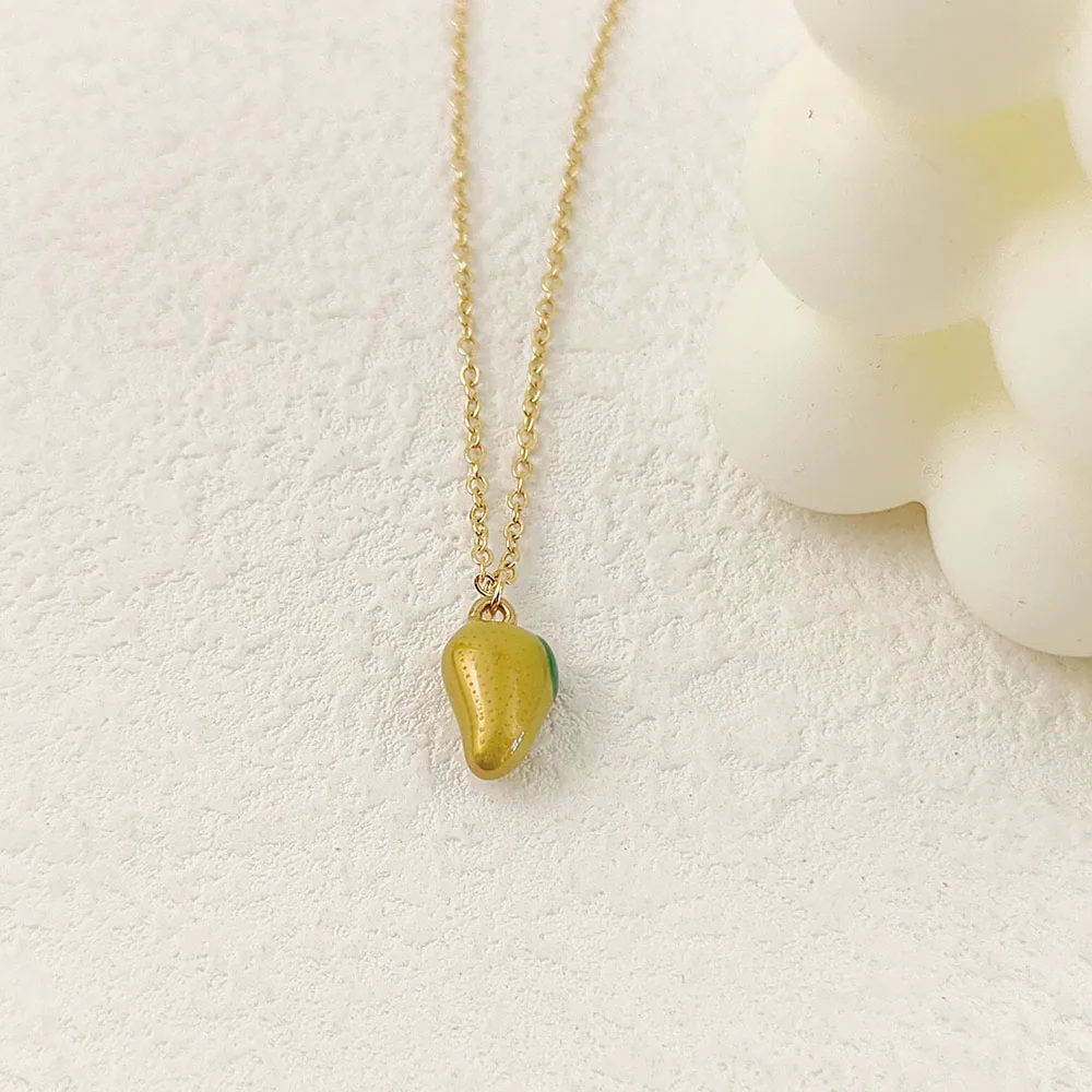 Charming stainless steel mango enamel pendant, high quality waterproof metal 18K women's necklace, wedding party jewelry
Charming stainless steel mango enamel pendant, high quality waterproof metal 18K women's necklace, wedding party jewelry
