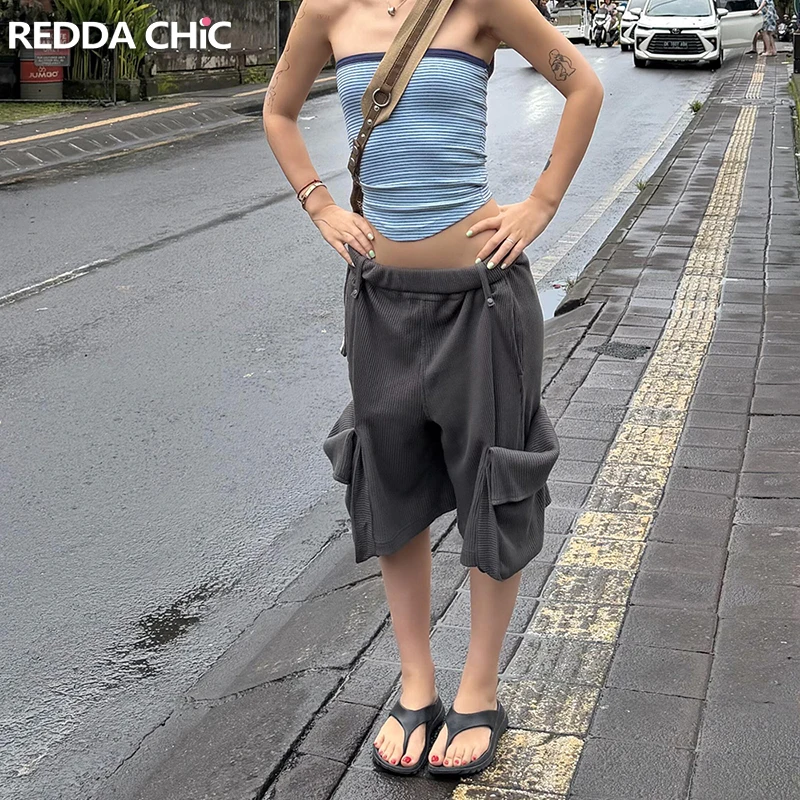 ReddaChic Big Pockets Women Bermuda Shorts Summer Grunge Gray Rolled Waist Wide Leg Low Rise Cargo Pants Alternative Clohthing
ReddaChic Big Pockets Women Bermuda Shorts Summer Grunge Gray Rolled Waist Wide Leg Low Rise Cargo Pants Alternative Clohthing