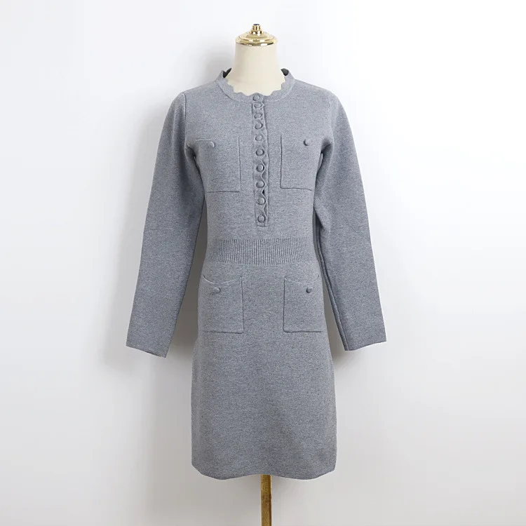 Soft Gray Knit Mini Dress Long-Sleeve Round Neck Button-Front Detail Ribbed Waist Casual/Office Outfit Women Vestidos 2026 Fall
Soft Gray Knit Mini Dress Long-Sleeve Round Neck Button-Front Detail Ribbed Waist Casual/Office Outfit Women Vestidos 2026 Fall