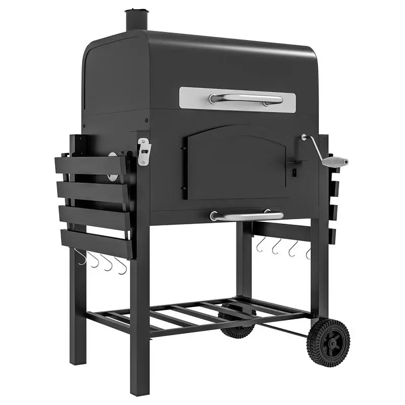 Outsunny Charcoal BBQ Grill w/ Adjustable Height, Folding Shelves, Thermometer, and Wheels, Black
Outsunny Charcoal BBQ Grill w/ Adjustable Height, Folding Shelves, Thermometer, and Wheels, Black