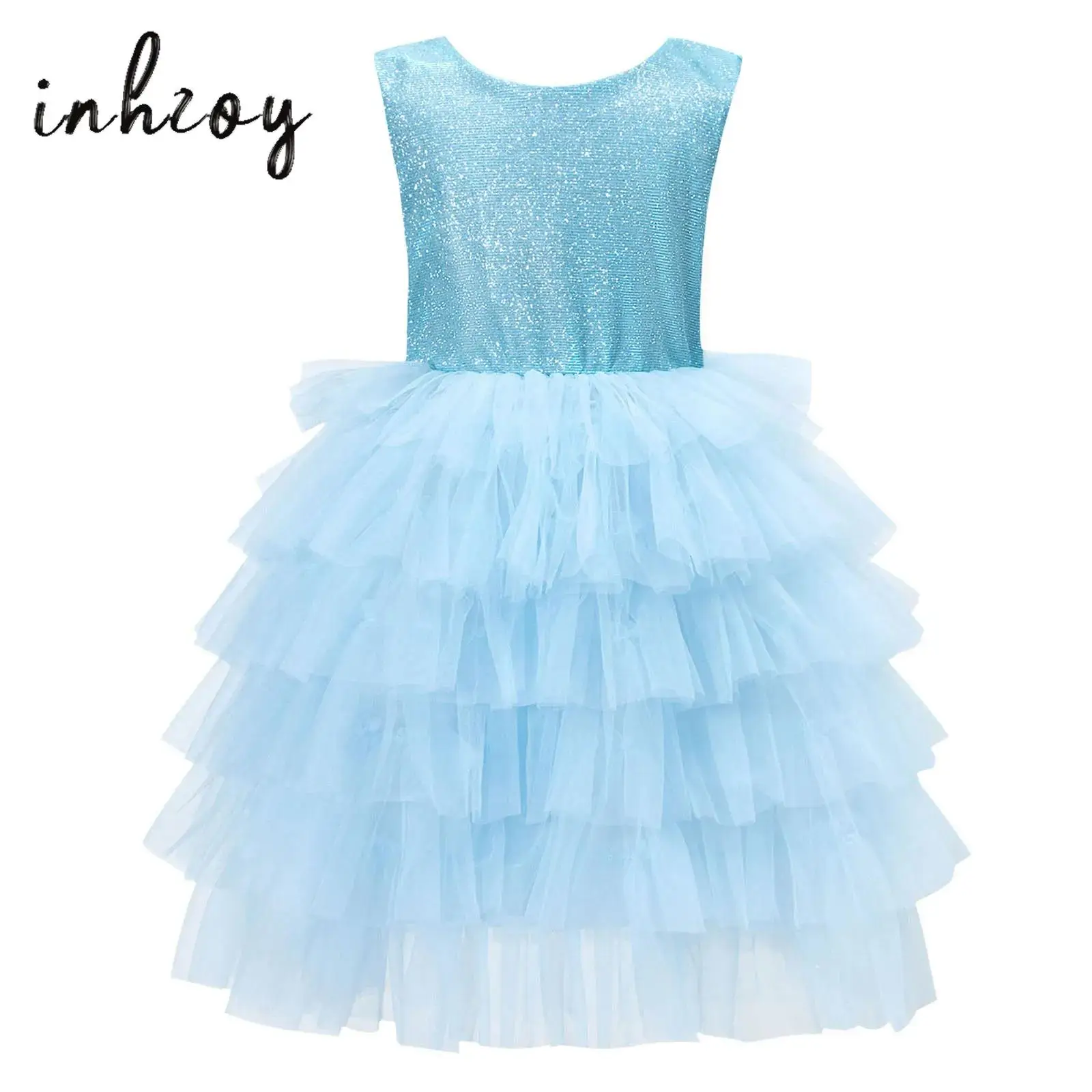 Kids Girls Shimmery Party Dress Sleeveless Big Bow V-back Tiered Ruffle Tulle Dress for Birthday Stage Performance
Kids Girls Shimmery Party Dress Sleeveless Big Bow V-back Tiered Ruffle Tulle Dress for Birthday Stage Performance