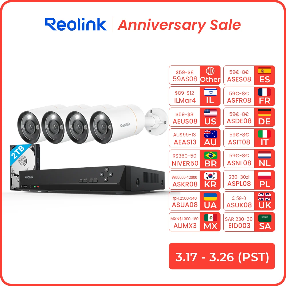 Reolink 8CH DVR for Reolink 5MP/8MP/12MP IP Security Camera 16CH NVR P2P H.265 24/7 Video Recorder Surveillance System Kit
Reolink 8CH DVR for Reolink 5MP/8MP/12MP IP Security Camera 16CH NVR P2P H.265 24/7 Video Recorder Surveillance System Kit