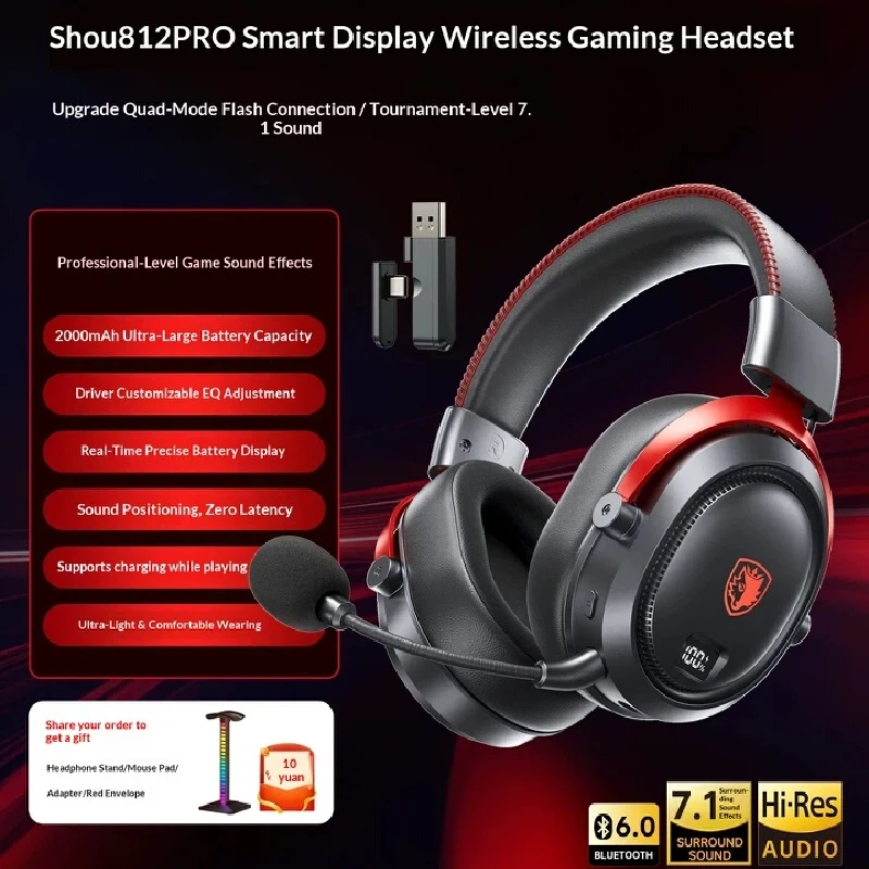 Sades 812pro Wireless Bluetooth Gaming Headset Over Ear With Microphone Virtual 7 1 Surround Sound For Pc E Sports Delta Force
Sades 812pro Wireless Bluetooth Gaming Headset Over Ear With Microphone Virtual 7 1 Surround Sound For Pc E Sports Delta Force