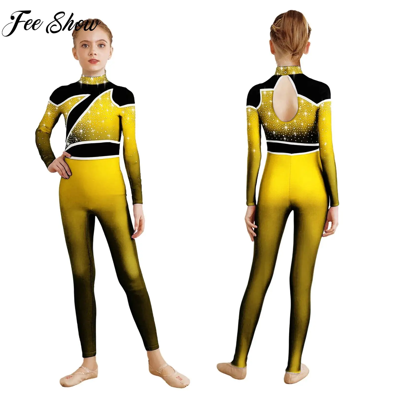Kids Girls Ballet Dance Gymnastics Costume Jumpsuit Rhinestones Long Sleeve Color Block Gradient Bodysuits Skating Dance Clothes
Kids Girls Ballet Dance Gymnastics Costume Jumpsuit Rhinestones Long Sleeve Color Block Gradient Bodysuits Skating Dance Clothes