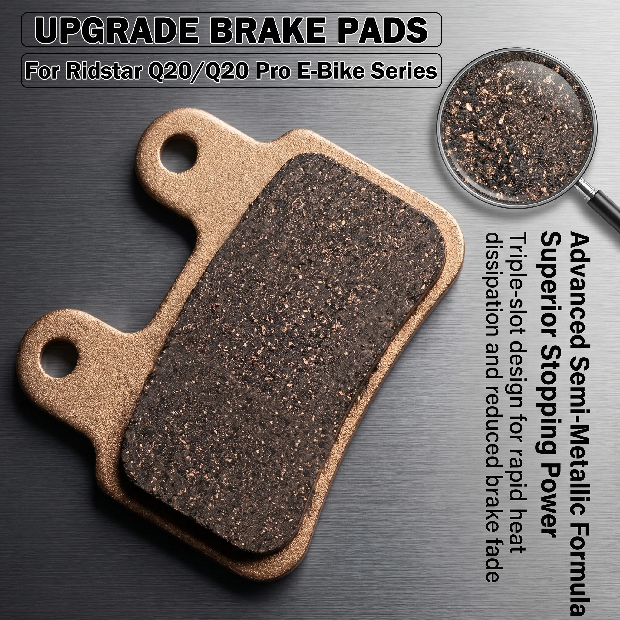 E-Bike Brake Upgrade Kit: Race Grade Pads for Ridstar Q20 Series, Fits XD-KLBS-DOT4, Superior Modulation & Power
E-Bike Brake Upgrade Kit: Race Grade Pads for Ridstar Q20 Series, Fits XD-KLBS-DOT4, Superior Modulation & Power