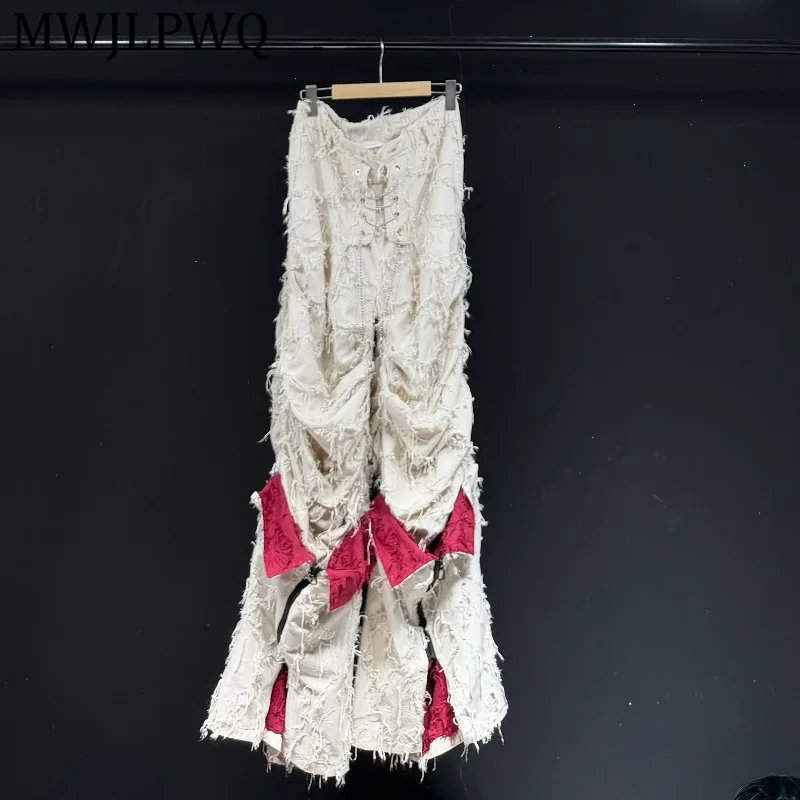 MWJLPWQ Street Style Fringed Patchwork Unisex Distressed Pants Faux Two-Piece Design Loose Casual Men's Wide Leg Trousers 16294
MWJLPWQ Street Style Fringed Patchwork Unisex Distressed Pants Faux Two-Piece Design Loose Casual Men's Wide Leg Trousers 16294
