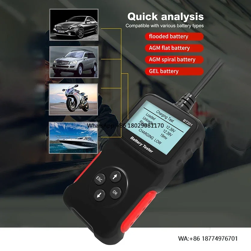 12V Car Battery Detection BT201 12V Car Battery Tester 100-2000 CCA AGM Internal Resistance Tester Auto Battery Analyzer
12V Car Battery Detection BT201 12V Car Battery Tester 100-2000 CCA AGM Internal Resistance Tester Auto Battery Analyzer