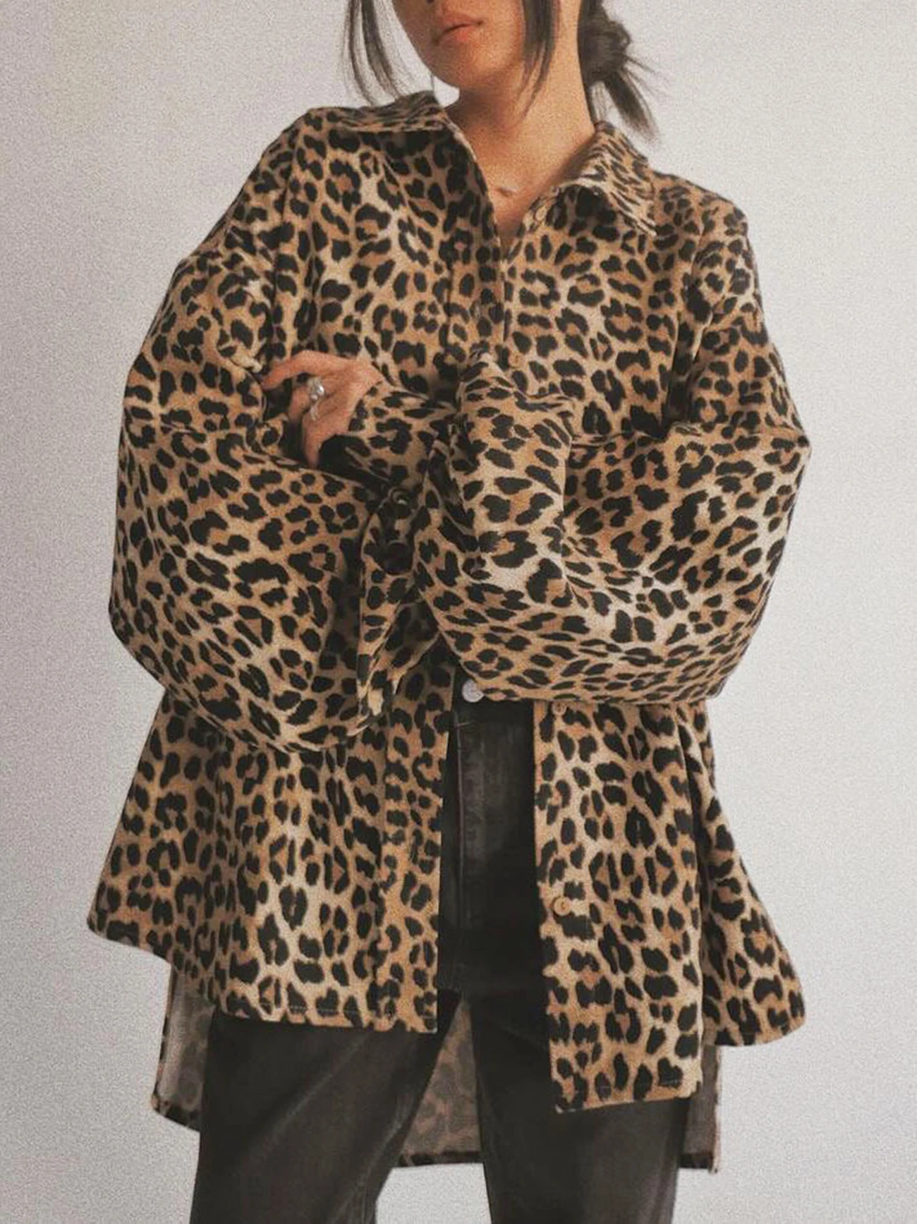 WXOY Women Dressy Leopard Blouson Gabardine Oversized Shirt Long Sleeves Blouse Loose Shackets Button Down Business Casual
WXOY Women Dressy Leopard Blouson Gabardine Oversized Shirt Long Sleeves Blouse Loose Shackets Button Down Business Casual