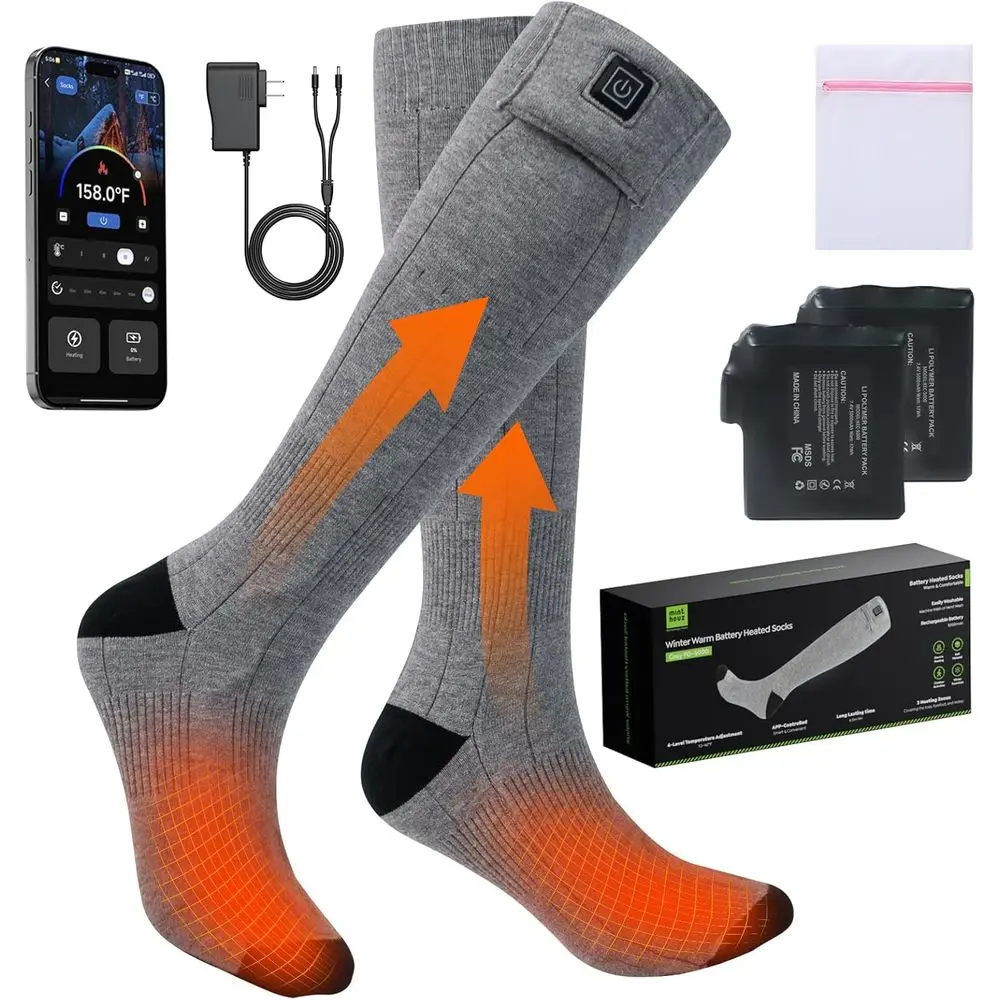 Smart Heated Socks with App Control, 7.5V 5000mAh Battery, Washable for Winter Outdoor Activities
Smart Heated Socks with App Control, 7.5V 5000mAh Battery, Washable for Winter Outdoor Activities