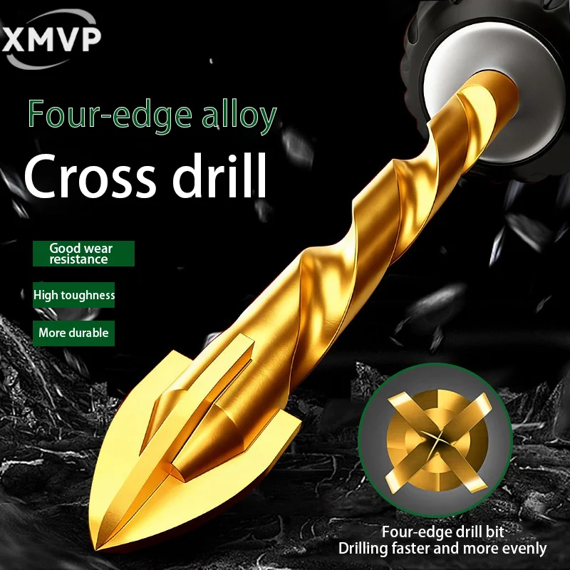 Cross alloy drill bit with four blades and hexagonal handle, spiral ceramic drill for hard and wear-resistant tiles, used for dr
Cross alloy drill bit with four blades and hexagonal handle, spiral ceramic drill for hard and wear-resistant tiles, used for dr