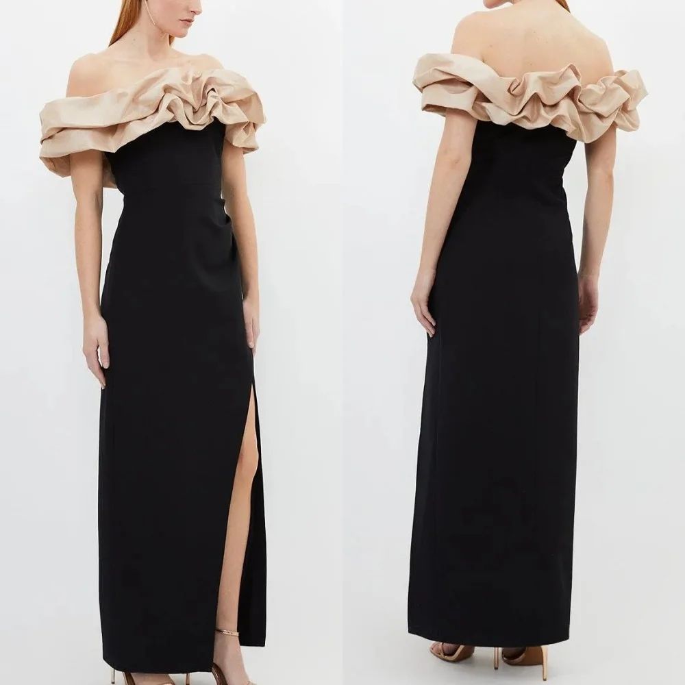 Customized Formal Black Jersey Evening Dresses Exquisite Off the Shoulder Homecoming Dresses Temperament Vestido De Festa 
Customized Formal Black Jersey Evening Dresses Exquisite Off the Shoulder Homecoming Dresses Temperament Vestido De Festa