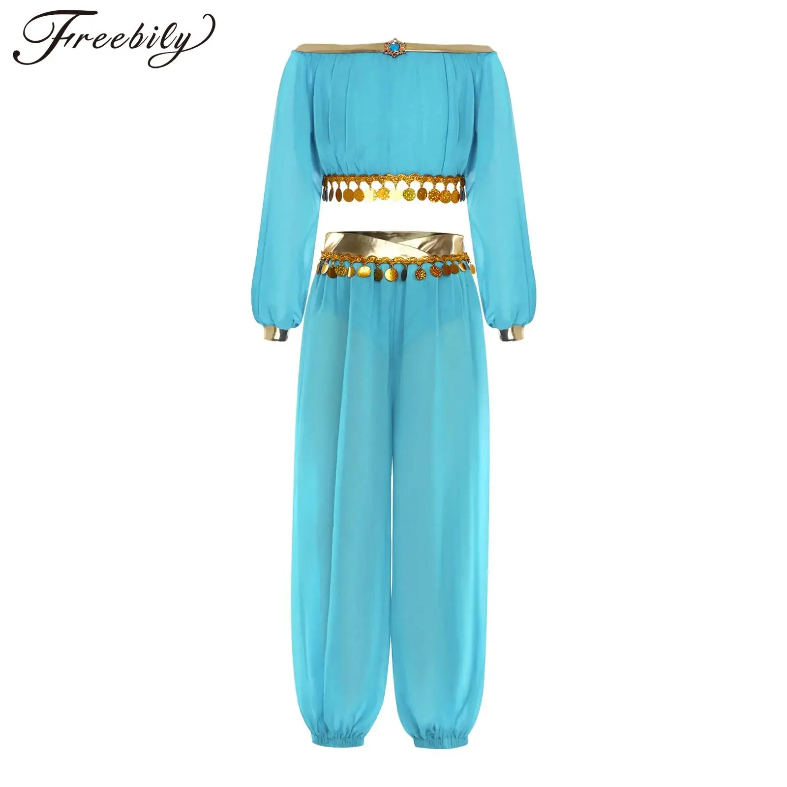 Kids Girls Arab Princess Cosplay Costume Sequin Tassel Belly Dance Outfit Crop Top with Sheer Mesh Pants for Halloween Carnival
Kids Girls Arab Princess Cosplay Costume Sequin Tassel Belly Dance Outfit Crop Top with Sheer Mesh Pants for Halloween Carnival