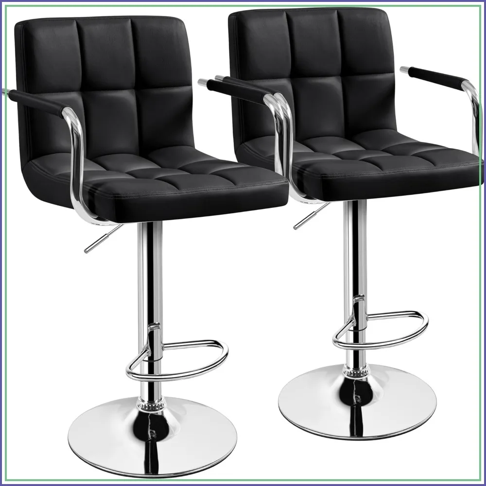 Adjustable Swivel Bar Stools Set of 2, PU Leather Hydraulic Barstools with Armrest and Back, Black
Adjustable Swivel Bar Stools Set of 2, PU Leather Hydraulic Barstools with Armrest and Back, Black
