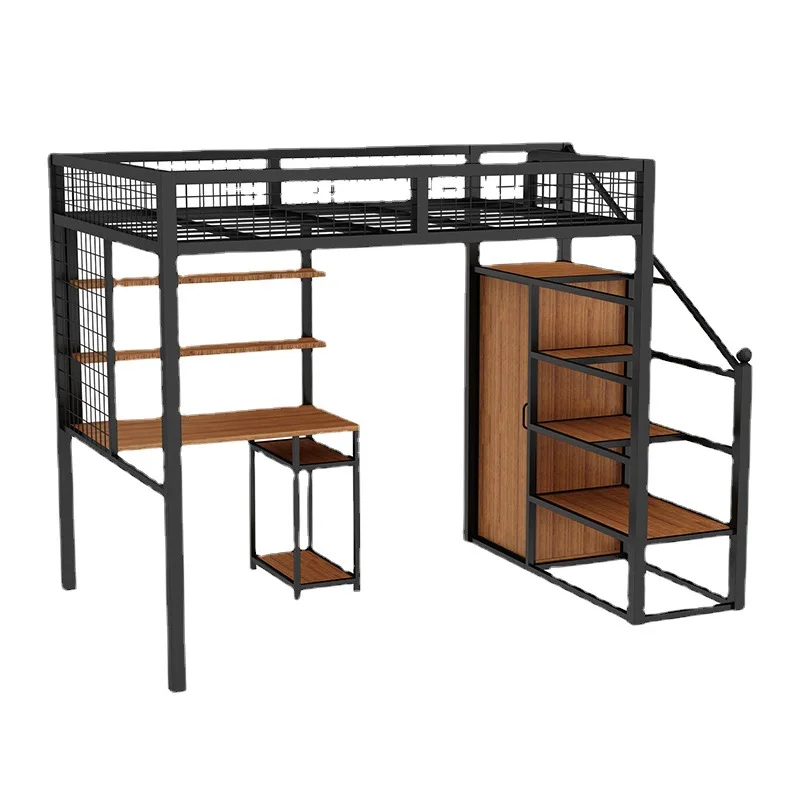 Single apartment wrought iron elevated bed on the bed under the table with wardrobe personal double iron bed dormitory 
Single apartment wrought iron elevated bed on the bed under the table with wardrobe personal double iron bed dormitory