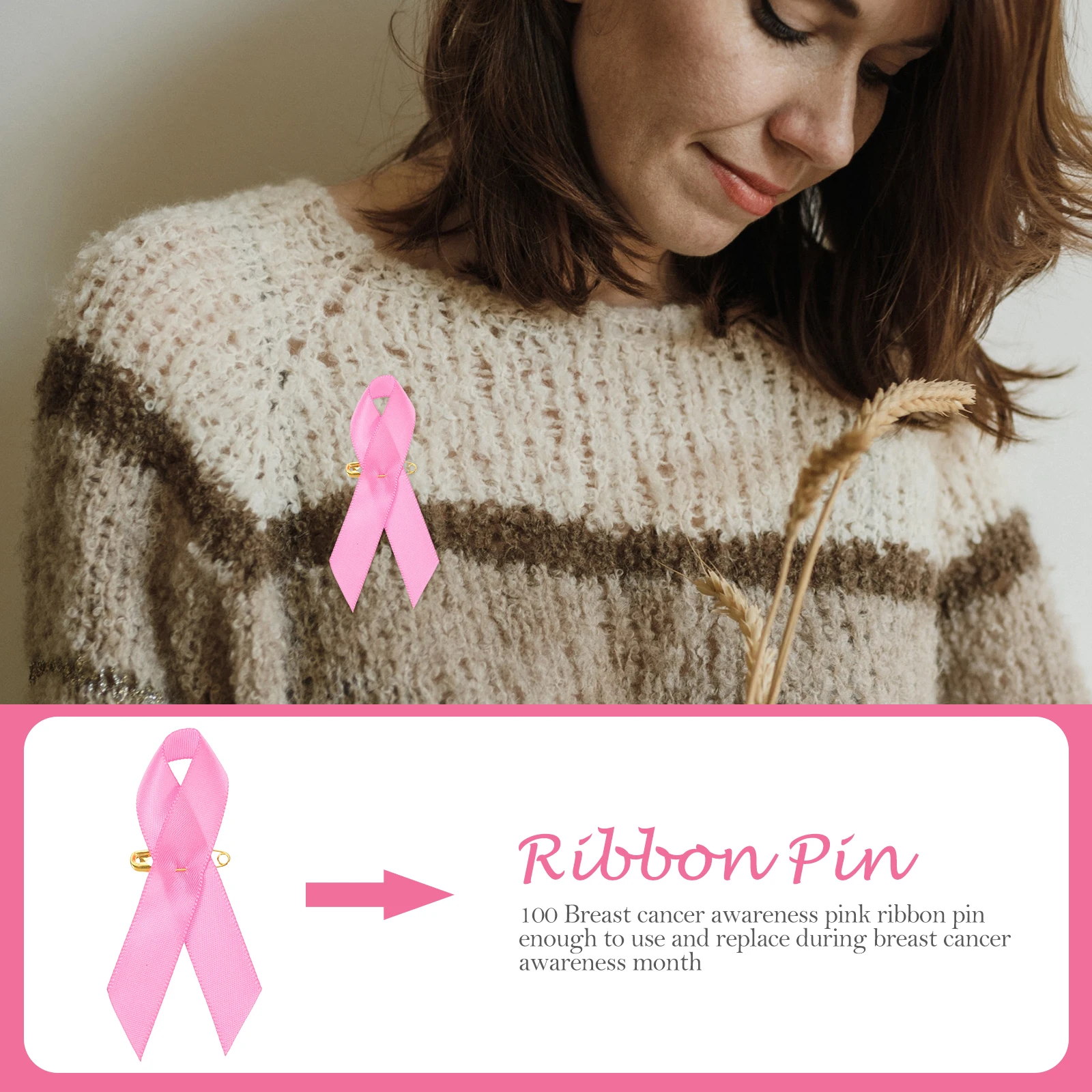 100pcs Pink Breast Cancer Awareness Ribbon Pin Decorative Fundraising Stickers Prevention Accessories 
100pcs Pink Breast Cancer Awareness Ribbon Pin Decorative Fundraising Stickers Prevention Accessories