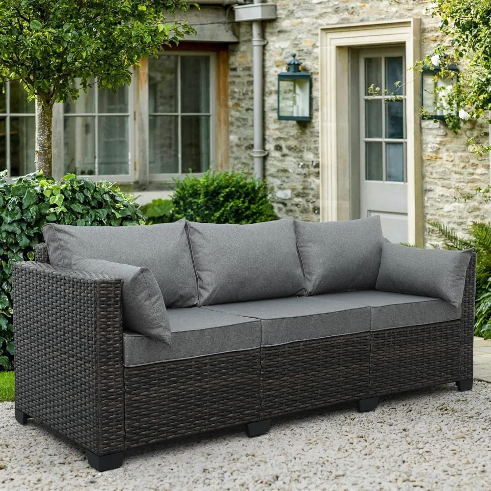 3-Seat Patio PE Wicker Couch Furniture Outdoor Brown Rattan Sofa with Washable Cushions(Grey)
3-Seat Patio PE Wicker Couch Furniture Outdoor Brown Rattan Sofa with Washable Cushions(Grey)