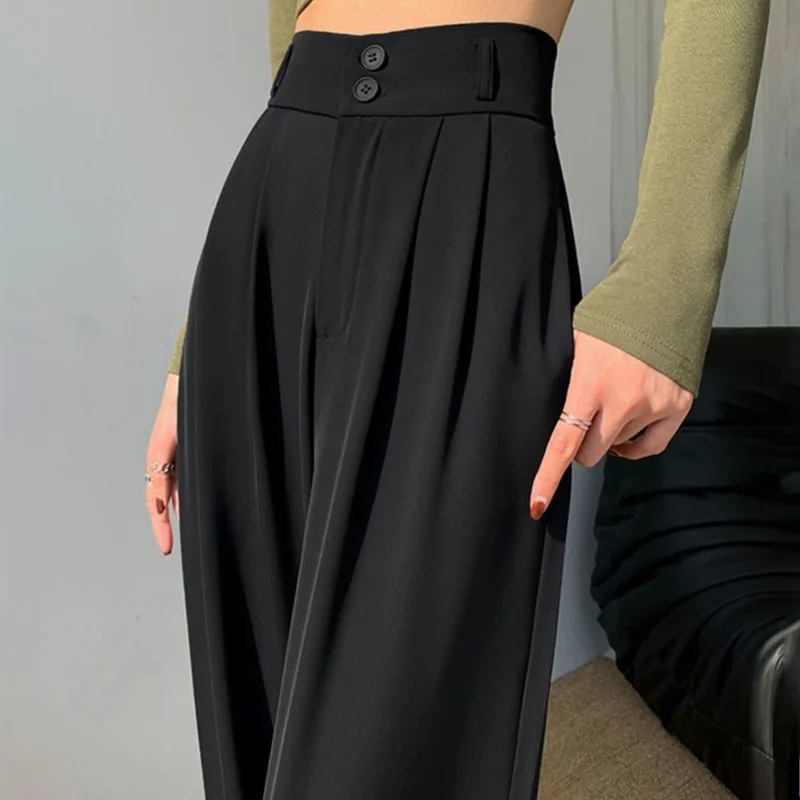 Black Loose Spring Summer Casual Women's Pants Office Lady Straight High Waist Thick Slim Simple Fashion Female Wide Leg Pants
Black Loose Spring Summer Casual Women's Pants Office Lady Straight High Waist Thick Slim Simple Fashion Female Wide Leg Pants