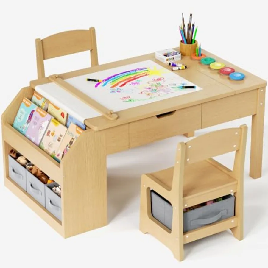 5-in-1 Art Table and Chairs Set with Nature Wood Finish Convertible Art Easel Paper Roll Holder Storage Drawers Toddler Craft P
5-in-1 Art Table and Chairs Set with Nature Wood Finish Convertible Art Easel Paper Roll Holder Storage Drawers Toddler Craft P