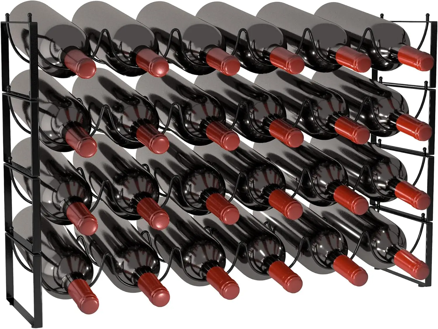 4 Tier Wine Rack - 3-in-1, Stackable, 24-Bottle Wine Storage Rack for Cabinet or Pantry (Dark Black, Version 3.0)
4 Tier Wine Rack - 3-in-1, Stackable, 24-Bottle Wine Storage Rack for Cabinet or Pantry (Dark Black, Version 3.0)