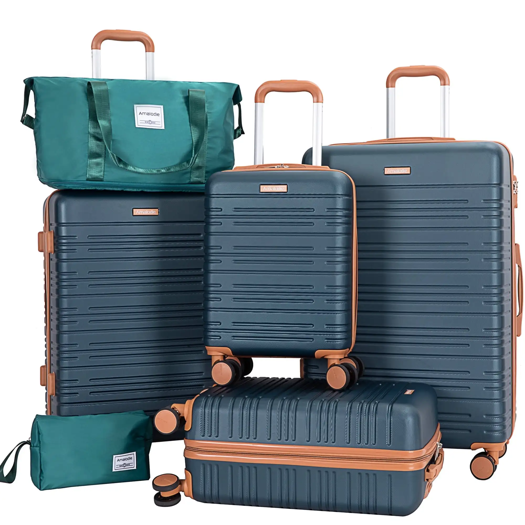 6 Piece Luggage Set, ABS Hard Shell Travel Suitcase With TSA Lock,DARK GREEN
6 Piece Luggage Set, ABS Hard Shell Travel Suitcase With TSA Lock,DARK GREEN