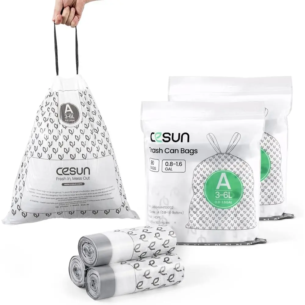 90-Pack Pre-Cut 1.6 Gallon Small Bathroom Trash Bags, White
90-Pack Pre-Cut 1.6 Gallon Small Bathroom Trash Bags, White