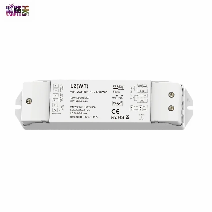 100-240VAC 2CH 0/1-10V RF Push Dimmer Tuya App WiFi Remote Controller For Single color Warm White / White CCT LED strip lights
100-240VAC 2CH 0/1-10V RF Push Dimmer Tuya App WiFi Remote Controller For Single color Warm White / White CCT LED strip lights