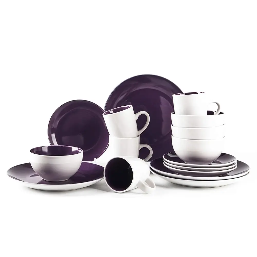 Набор столовой посуды Stoneware Coupe в форме 16 предметов, белый + внутри фиолетовый
Набор столовой посуды Stoneware Coupe в форме 16 предметов, белый + внутри фиолетовый