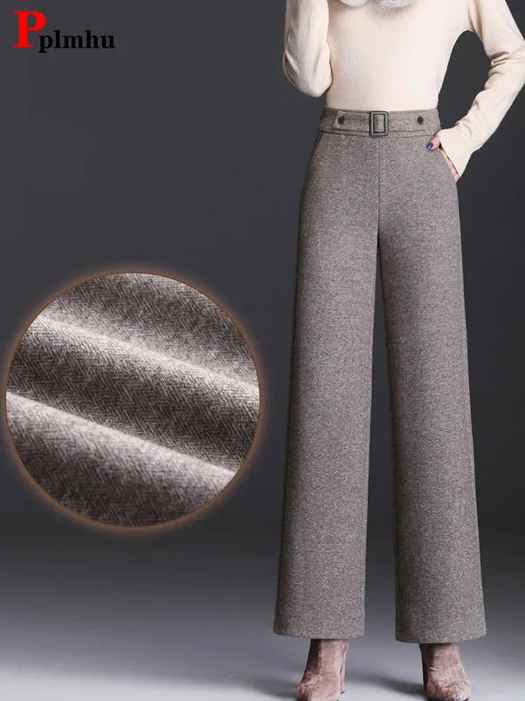 Womens Woolen Warm Wide Leg Pants Elegant Thicken Wool Blended Straight Pantalones Fashion Baggy High Waist Pantalon Fall Winter
Womens Woolen Warm Wide Leg Pants Elegant Thicken Wool Blended Straight Pantalones Fashion Baggy High Waist Pantalon Fall Winter