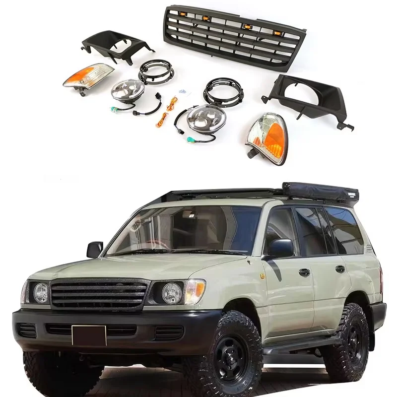 Black ABS Car Accessories Front Grille With Light Modified Body Kit for Land Cruiser for LC100 for FJ100 1998-2006custom
Black ABS Car Accessories Front Grille With Light Modified Body Kit for Land Cruiser for LC100 for FJ100 1998-2006custom