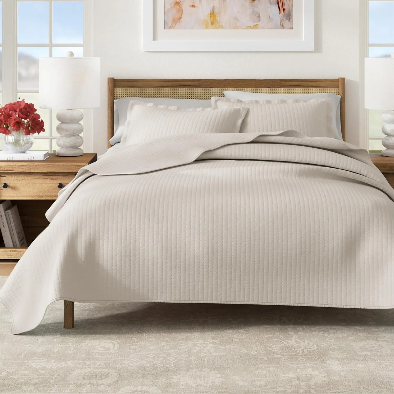 Full/Queen Quilt Bedding Set, 3-Piece Lightweight Summer Channel Stitch Quilt with Shams, Ultra Soft Grey Bedspread
Full/Queen Quilt Bedding Set, 3-Piece Lightweight Summer Channel Stitch Quilt with Shams, Ultra Soft Grey Bedspread
