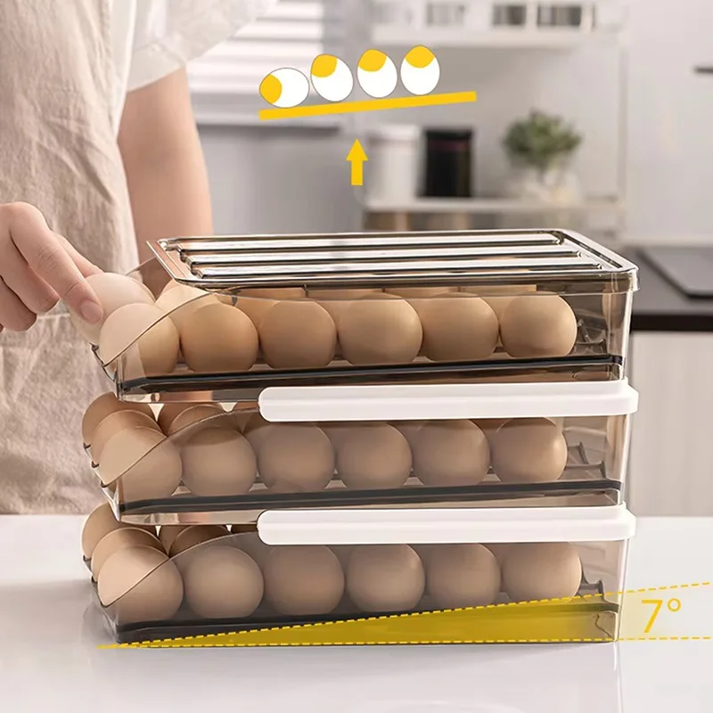 Kitchen Eggs Box Tray Container Refrigerator Storage Organizer Transparent PET Self-Rolling Egg Storage Rack Home Storage Rack
Kitchen Eggs Box Tray Container Refrigerator Storage Organizer Transparent PET Self-Rolling Egg Storage Rack Home Storage Rack
