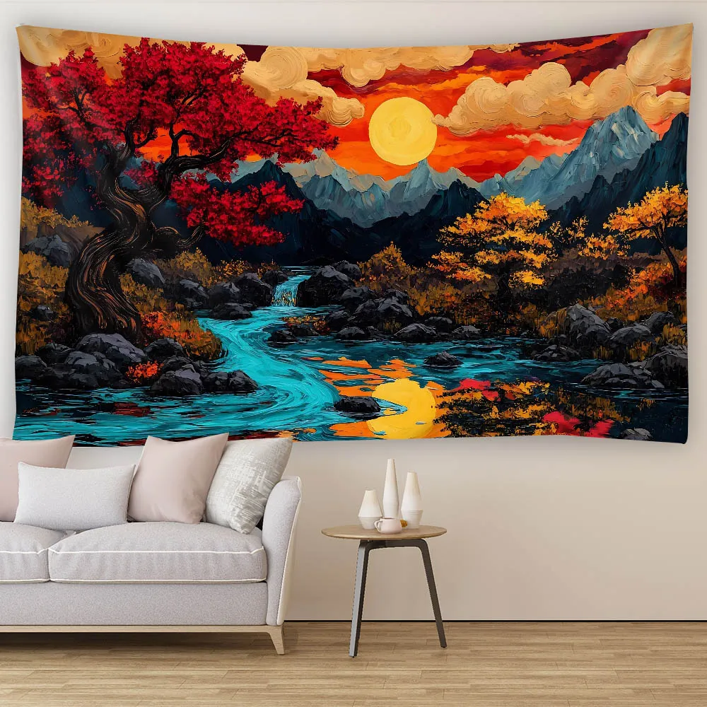Tapestry wall hanging for bedroom aesthetics, Bohemian retro rainbow sun hippie sunset living room dormitory background poster
Tapestry wall hanging for bedroom aesthetics, Bohemian retro rainbow sun hippie sunset living room dormitory background poster