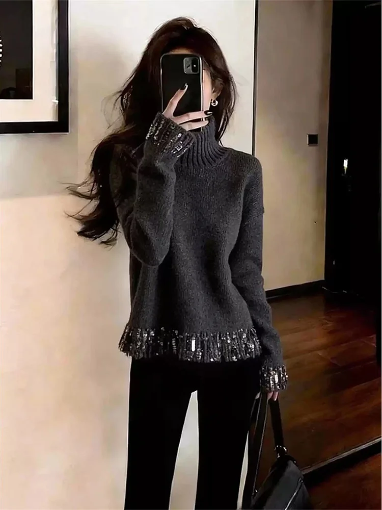 Warmth Glitter Base Layer Sweater Women's mid High Collar Grey Spring 2026 New Design Unique Style Inner Wear Knitted Polyester
Warmth Glitter Base Layer Sweater Women's mid High Collar Grey Spring 2026 New Design Unique Style Inner Wear Knitted Polyester
