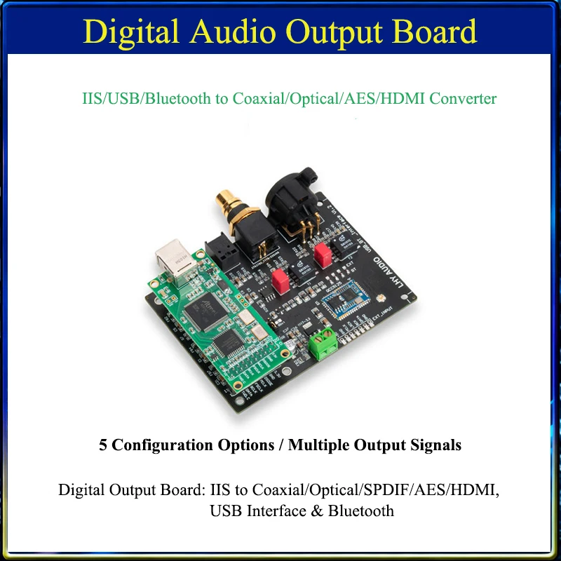 Плата цифрового аудиовыхода Hi-Fi: I2S, коаксиальный, оптоволоконный SPDIF, AES, HDMI, USB, Bluetooth 5.1 QCC5125, многофункциональный интерфейс
Плата цифрового аудиовыхода Hi-Fi: I2S, коаксиальный, оптоволоконный SPDIF, AES, HDMI, USB, Bluetooth 5.1 QCC5125, многофункциональный интерфейс