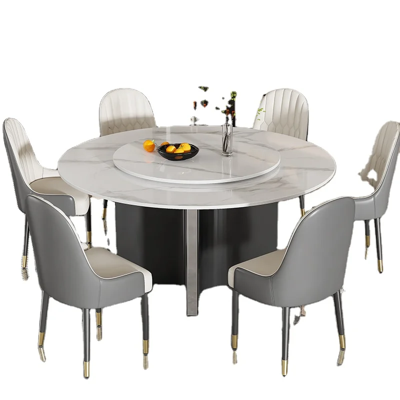 # Seater Round Dining Set, Super Crystal Stone/Sintered Stone Top with Rotating Turntable & Stylish Black-Gold Base
# Seater Round Dining Set, Super Crystal Stone/Sintered Stone Top with Rotating Turntable & Stylish Black-Gold Base