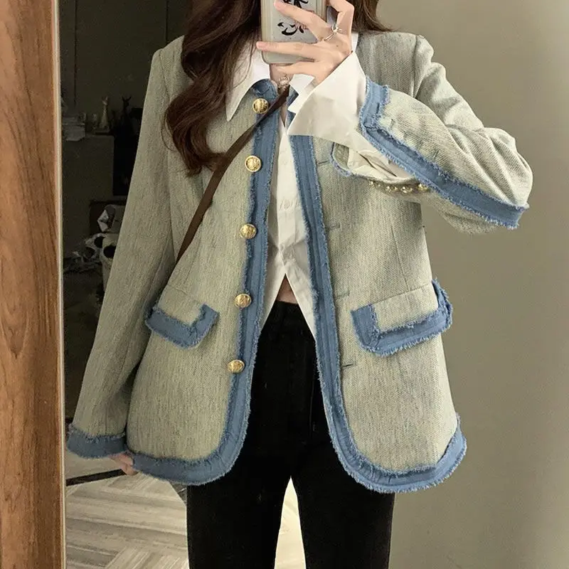Ins Design Contrast Color Spliced denim Blue Border Small Fragrant Jacket Female Temperament Celebrity Top
Ins Design Contrast Color Spliced denim Blue Border Small Fragrant Jacket Female Temperament Celebrity Top
