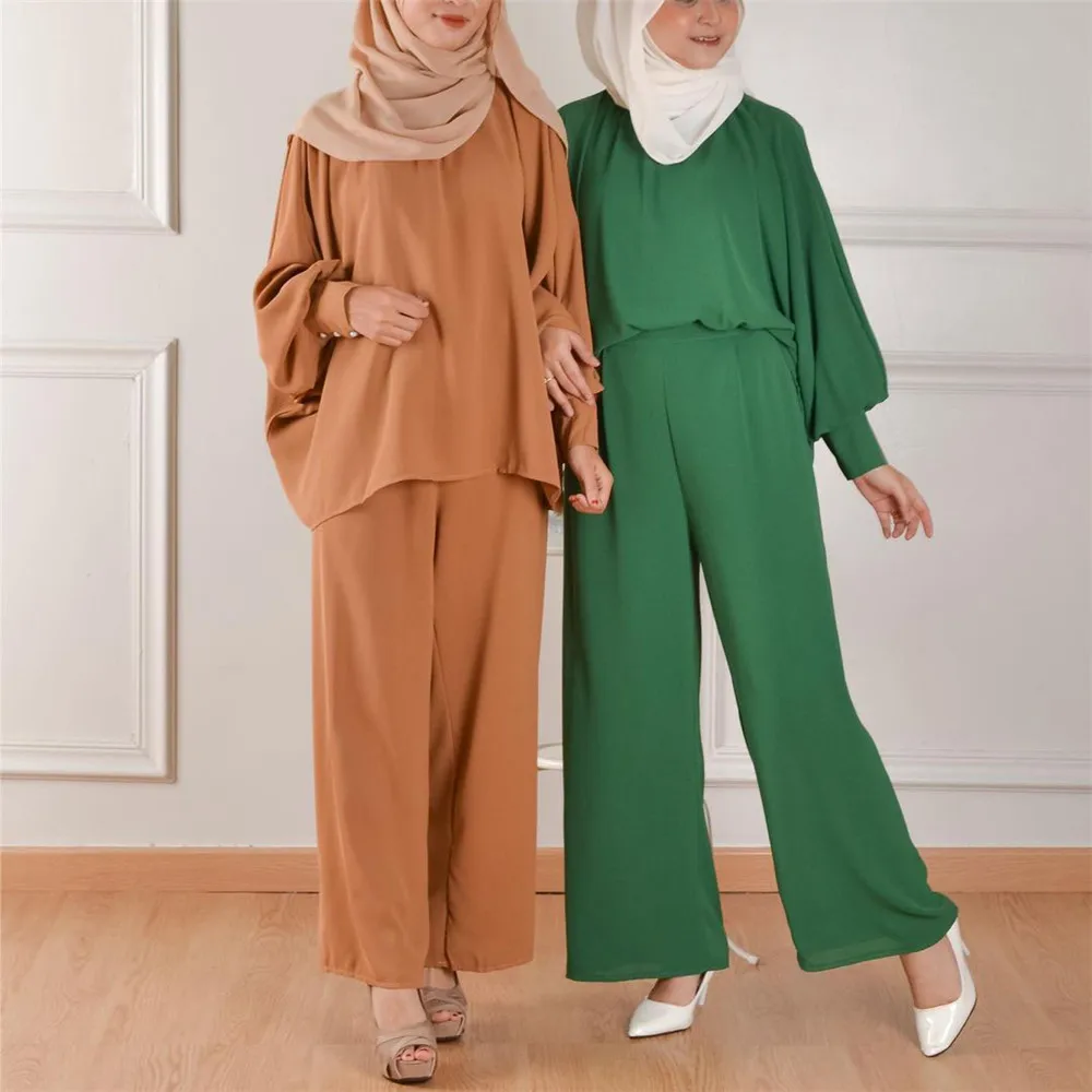 2 Piece Muslim Women Casual Long Sleeve Tops Blouse Pants Set Islamic Abaya Dubai Ramadan Arabic Modest Robes Outfits Clothing
2 Piece Muslim Women Casual Long Sleeve Tops Blouse Pants Set Islamic Abaya Dubai Ramadan Arabic Modest Robes Outfits Clothing