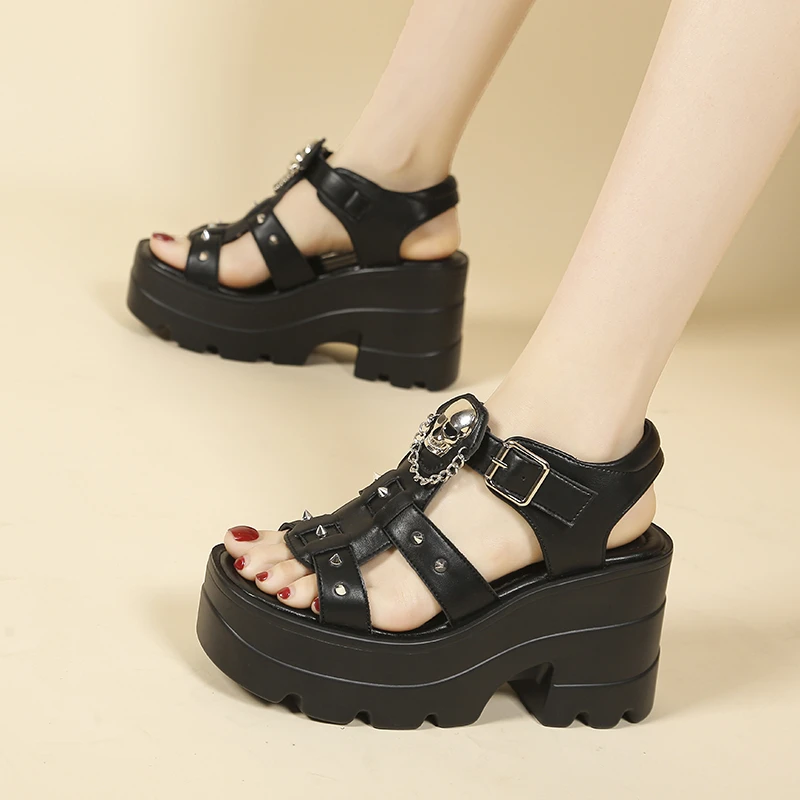 Platform Sandals for Women 9CM Chunky High Heel Gladiator Sandals Summer Open Toe Buckle Strap Punk Goth Shoes Large Size 42
Platform Sandals for Women 9CM Chunky High Heel Gladiator Sandals Summer Open Toe Buckle Strap Punk Goth Shoes Large Size 42